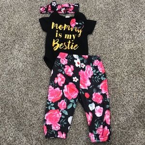 0-3 month outfit with pants & bow